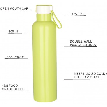 H2O Stainless Steel Sipper Water Bottle 800ml SB523