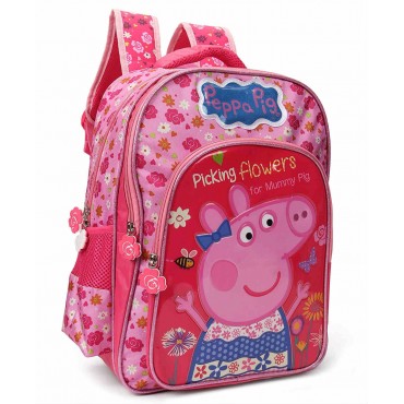 Peppa Pig Floral School Bag 14 inch Pink