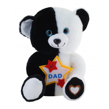 Jungly World No 1 Dad Teddy Bear Black White 10 inch