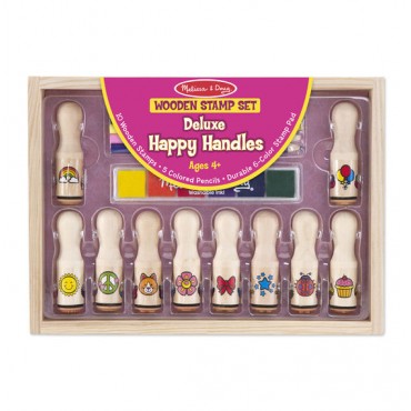 Melissa & Doug Wooden Stamp Set Deluxe Happy Handles