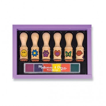 Melissa & Doug Wooden Stamp Set Happy Handles