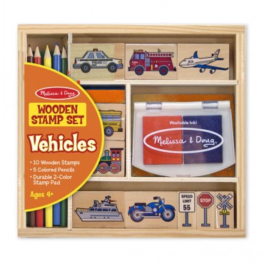 Melissa & Doug Wooden Stamp Set Vehicles