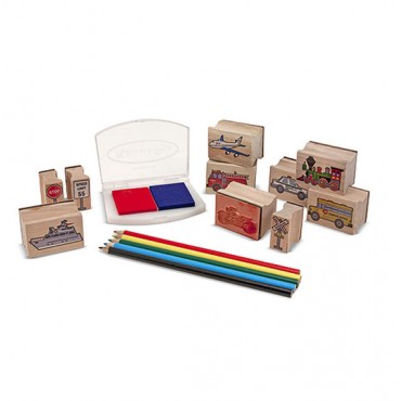 Melissa & Doug Wooden Stamp Set Vehicles