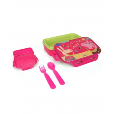 Peppa Pig Lunch Box with Spoon Fork Pink