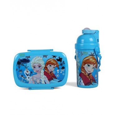 Disney Frozen Lunch Box and Water Bottle Blue