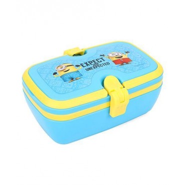 Minions Blue Lunch Box With Handle Yellow