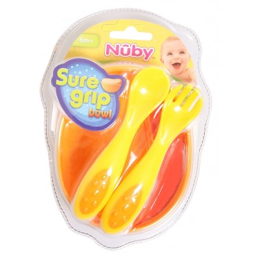 Nuby Sure Grip Bowl With Spoon and Fork