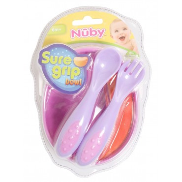 Nuby Sure Grip Bowl With Spoon and Fork