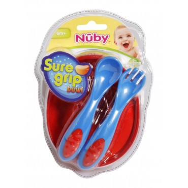 Nuby Sure Grip Bowl With Spoon and Fork