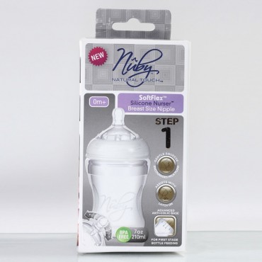 Nuby Silicone Bottle With Medium Flow Nipple 210ml