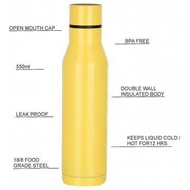 H2O Stainless Steel Water Bottle 550ml SB508