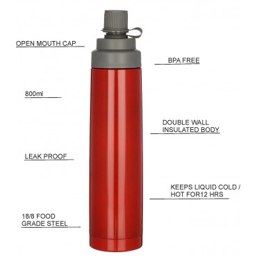 H2O Stainless Steel Water Bottle 800ml SB510