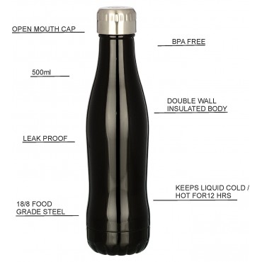 H2O Stainless Steel Water Bottle 500ml SB511