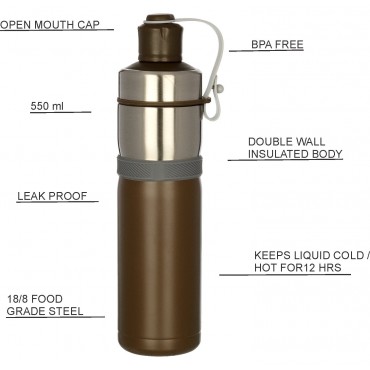 H2O Stainless Steel Water Bottle 550ml SB517