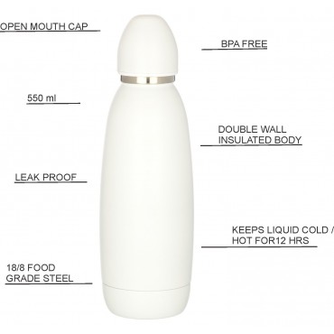 H2O Stainless Steel Water Bottle 550ml SB518