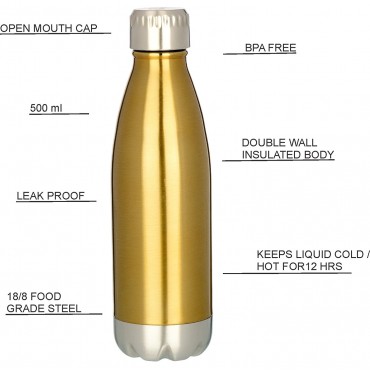 H2O Stainless Steel Water Bottle 500ml SB519