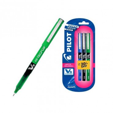 Pilot V5 Pen 1 Blue + 1 Black + 1 Green