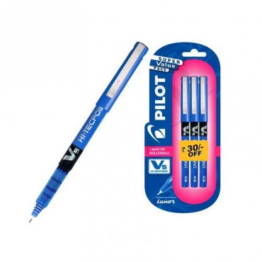 Pilot V5 Pen Pack of 3 Blue pen