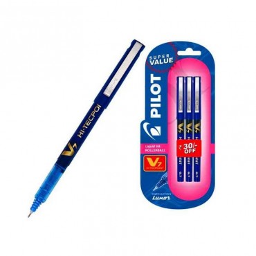 Pilot V7 Pack of 3 Blue Pen